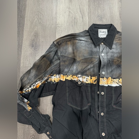 LF custom button down shirt with gold and silver foil - Picture 4 of 5